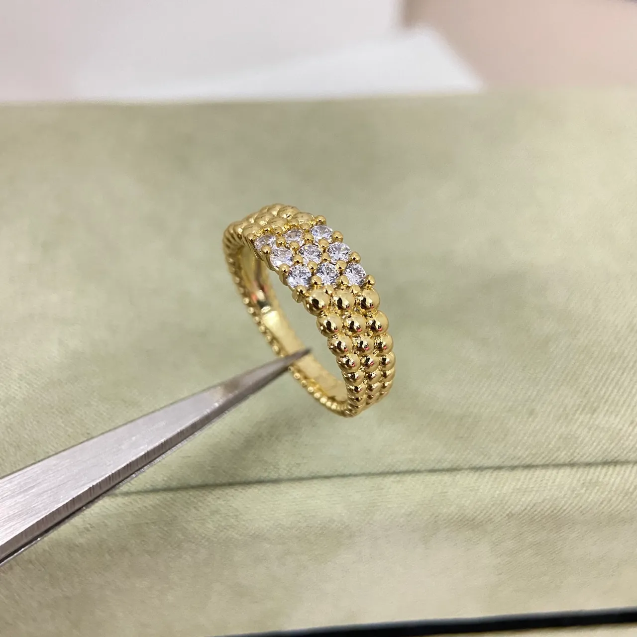 Van Cleef & Arpels Beaded Granulation Pavé Gemstone Stacking Rings 4