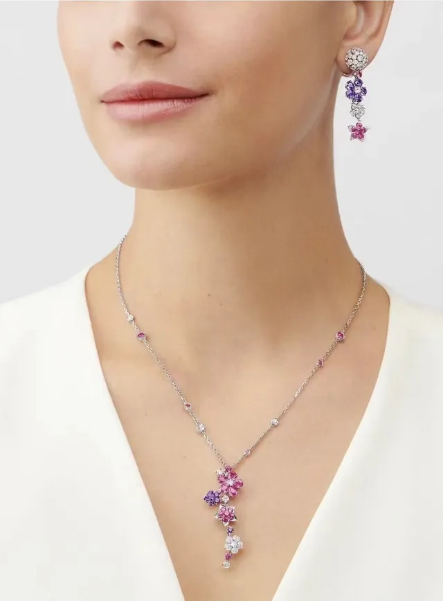 Van Cleef & Arpels تعليقة زهورية وردية وبنفسجية تصميم متدرج 4
