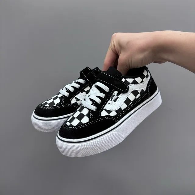 Vans Era Kids Black and White Checkerboard Skateboard Shoes 12