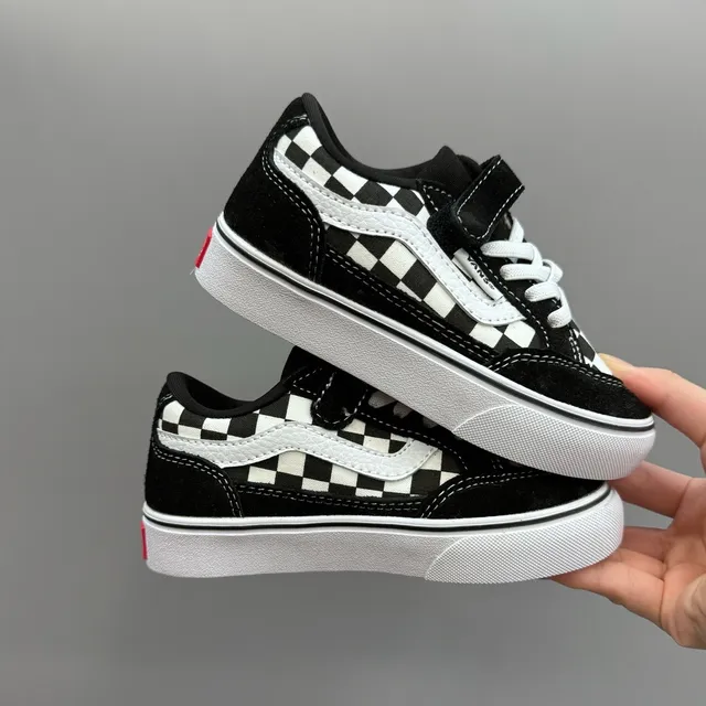 Vans Era Kids Black and White Checkerboard Skateboard Shoes 13