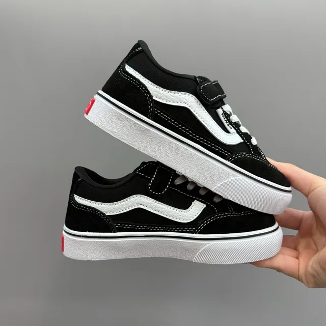 Vans Era Kids Black and White Checkerboard Skateboard Shoes 22