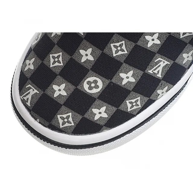 Vans Slip-On Navy Checkerboard Daisy Patchwork Canvas Shoes 8