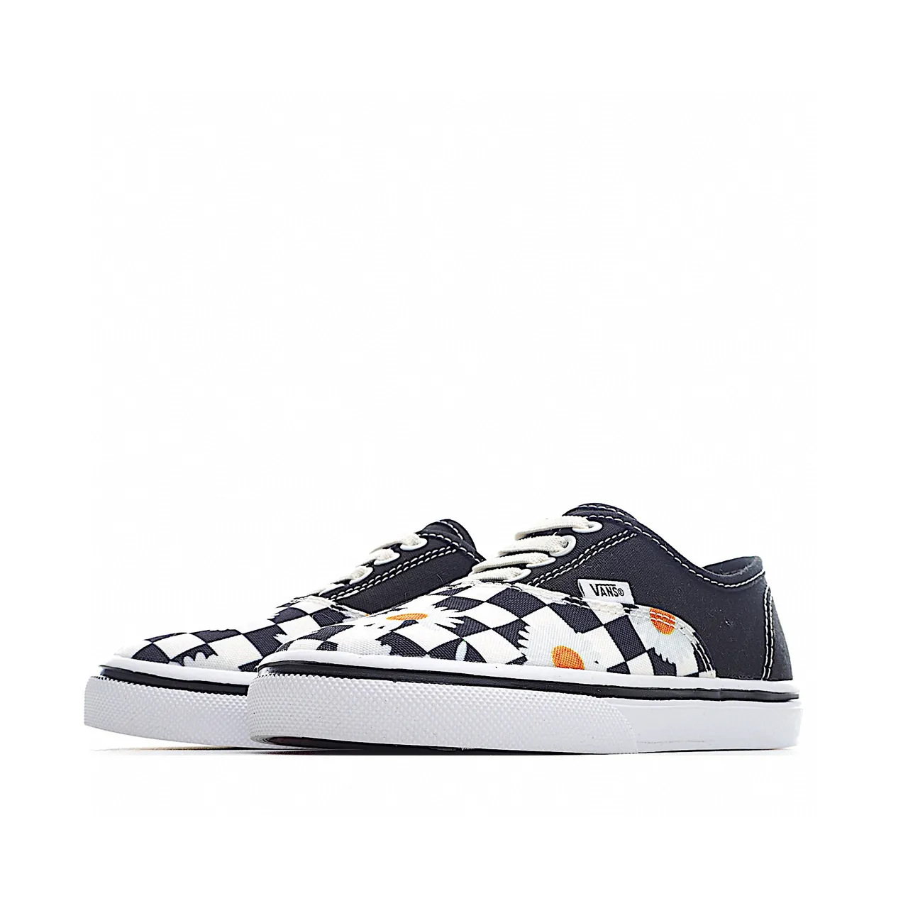 Vans Slip-On Navy Checkerboard Daisy Patchwork Canvas Shoes 21