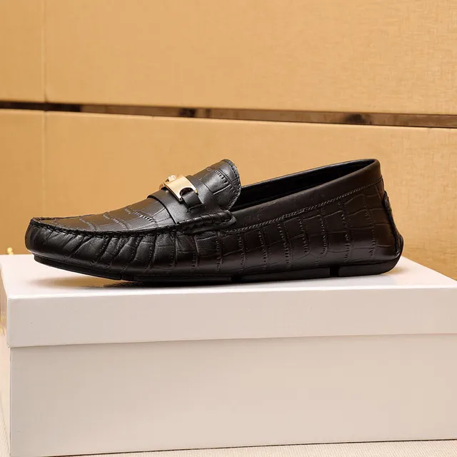 Versace Preto Dourado Couro Crocodilo Embossado Cinto Medusa-Bar Mocassim 6