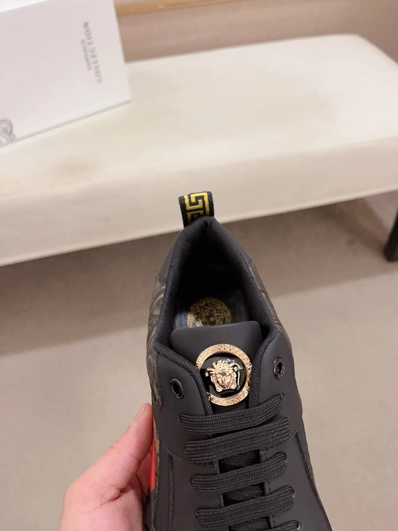 Versace Black Multicolor Low-Top Mixed-Material Upper Lifestyle Sneakers 6
