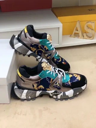 Versace Chain Reaction Baroque Print Lion Head Chunky Sneakers 1