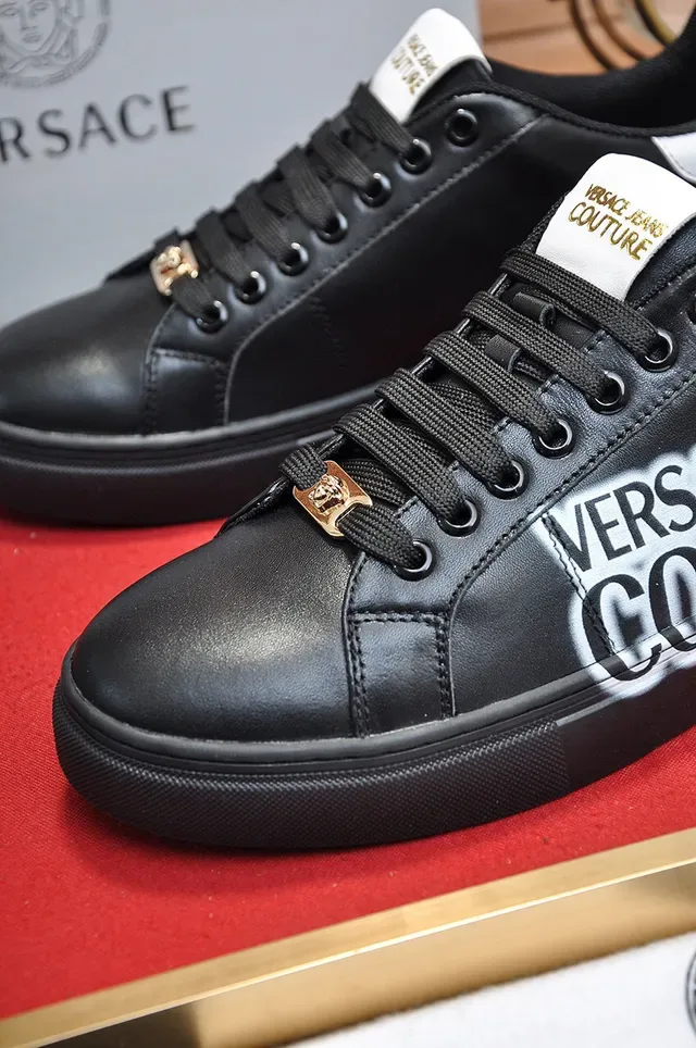 Versace Chain Reaction Noir Or Cuir Supérieur Medusa Hardware Lifestyle Sneakers 2