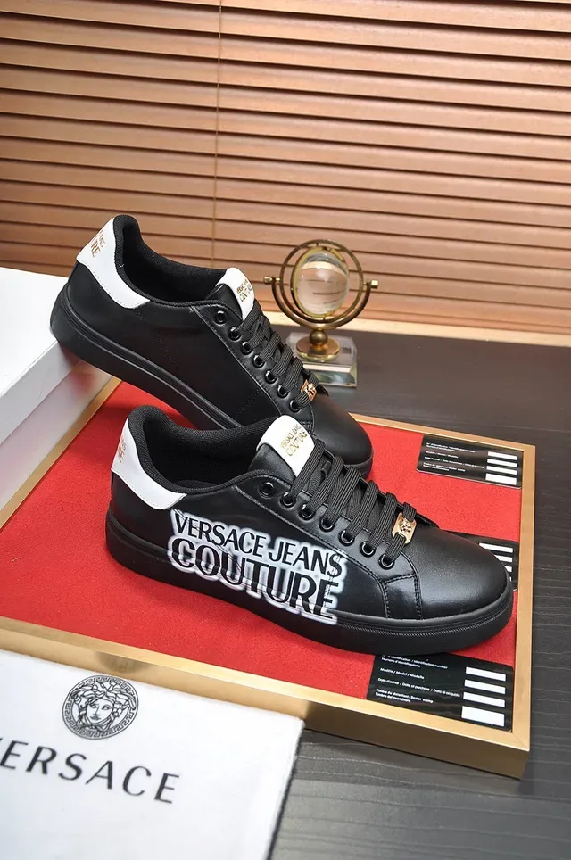 Versace Chain Reaction Noir Or Cuir Supérieur Medusa Hardware Lifestyle Sneakers 4