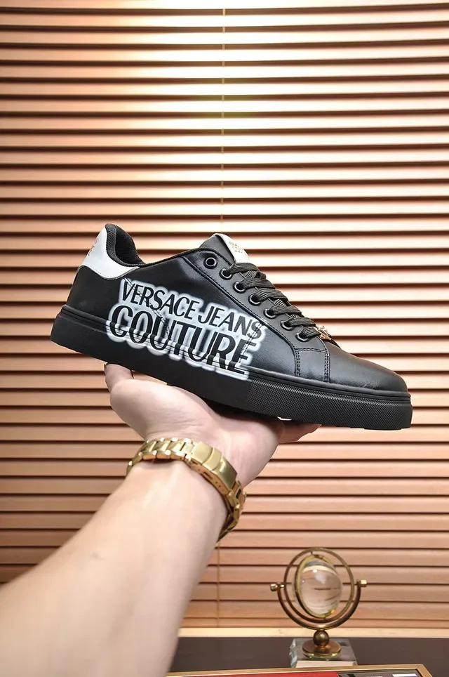Versace Chain Reaction Noir Or Cuir Supérieur Medusa Hardware Lifestyle Sneakers 6