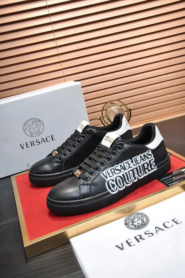 Versace Chain Reaction Noir Or Cuir Supérieur Medusa Hardware Lifestyle Sneakers 7