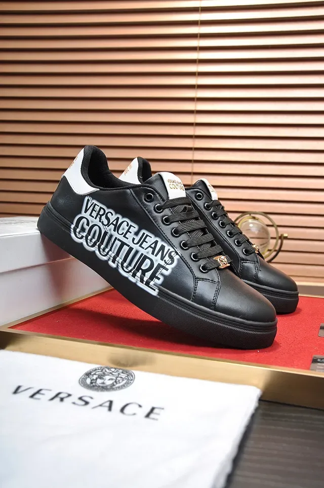 Versace Chain Reaction Noir Or Cuir Supérieur Medusa Hardware Lifestyle Sneakers 8