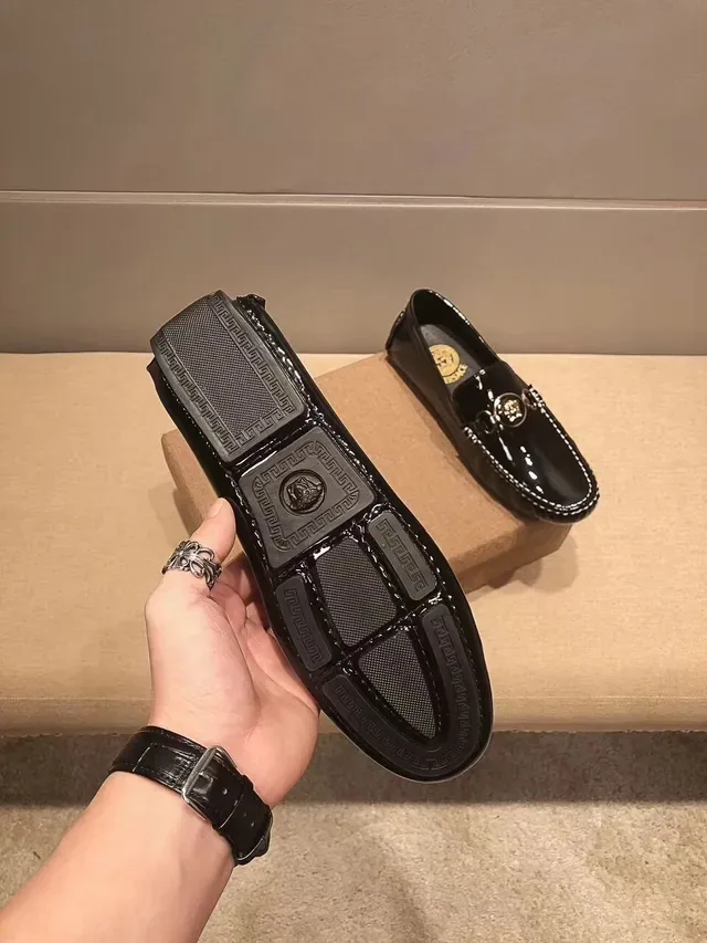 Versace Chain Reaction Noir Brillant Medusa Horsebit Mocassins 5