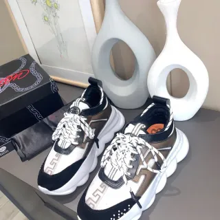 Versace Chain Reaction 白色黑色棕色厚底运动鞋