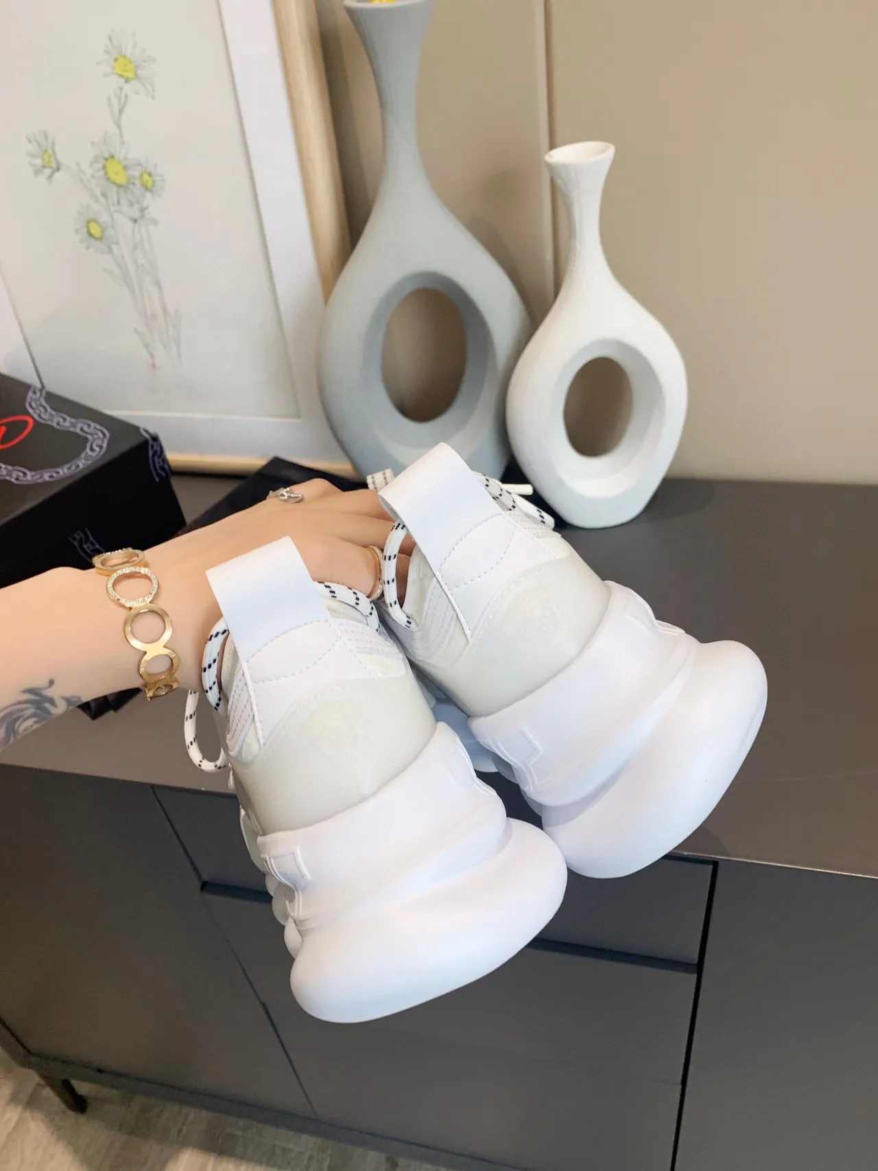 Versace Chain Reaction White Black Orange Chunky Sneakers 3