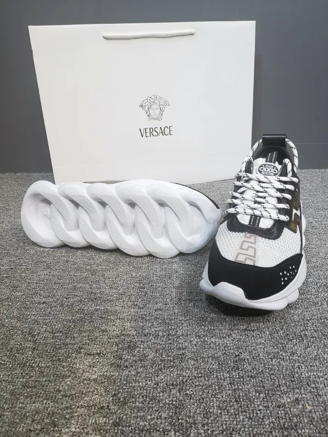Versace Chain Reaction White Gold semelle sculptée maille et construction de superposition synthétique baskets épaisses 5