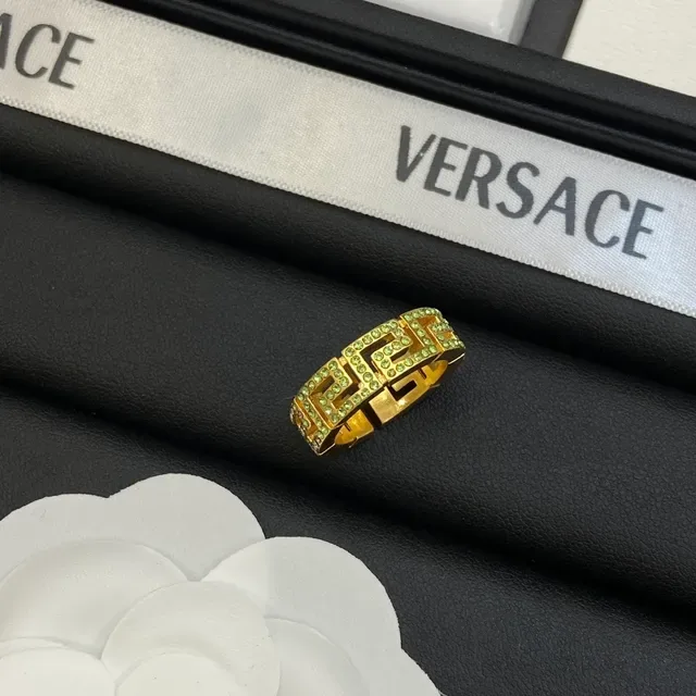 Versace Greca Odissea Anillo Cristal Encrustado Dorado 6