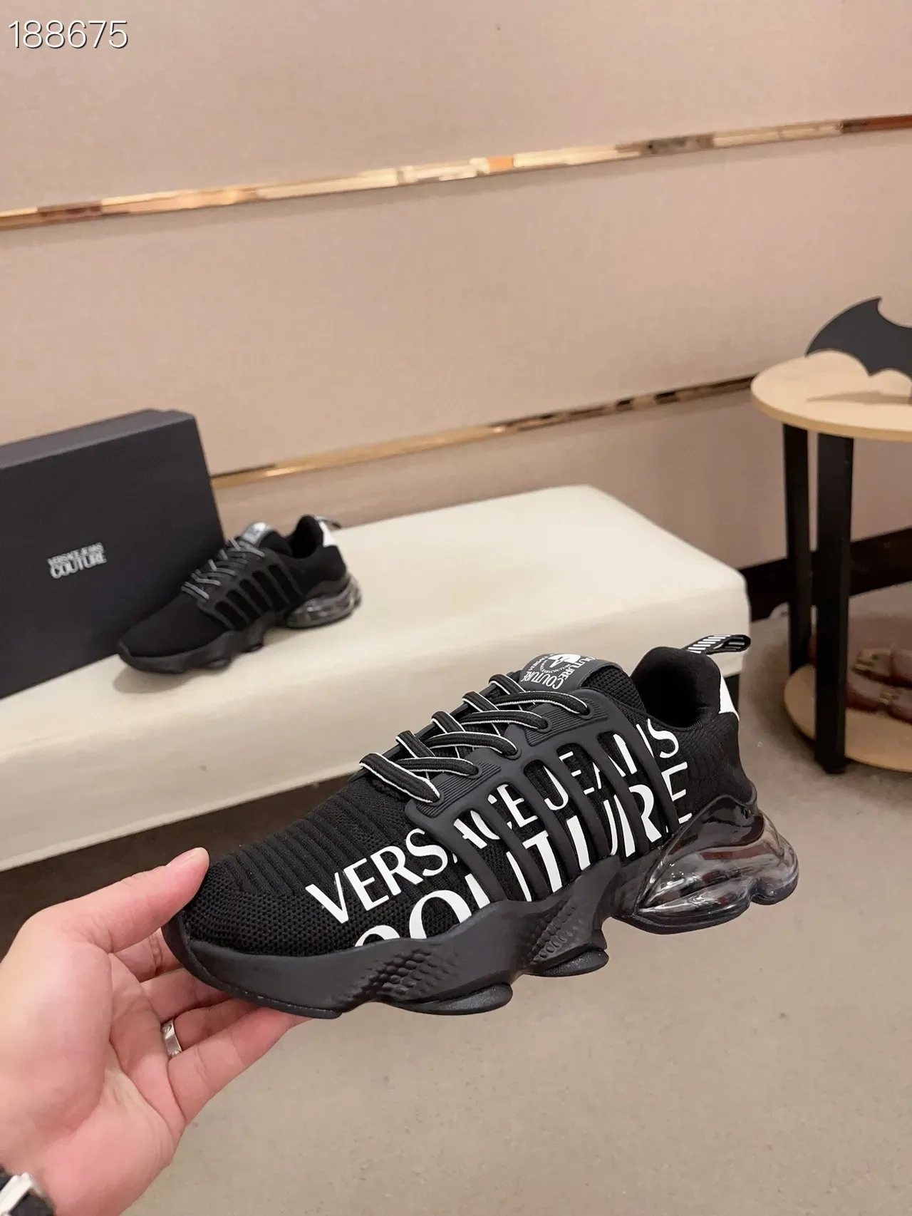 Versace Jeans Couture Tênis Lifestyle Pretos de Tricô 6