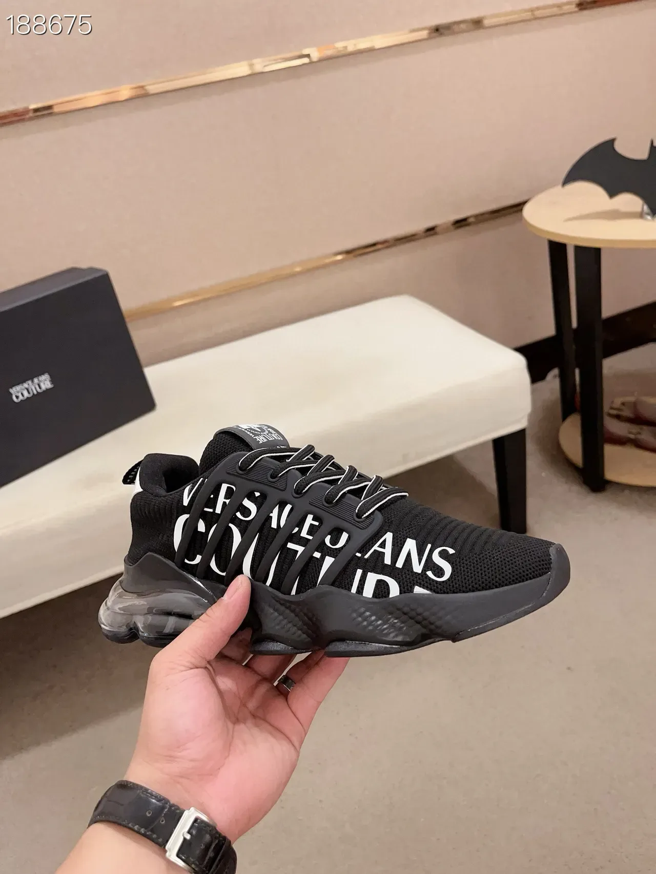 Versace Jeans Couture Tênis Lifestyle Pretos de Tricô 7