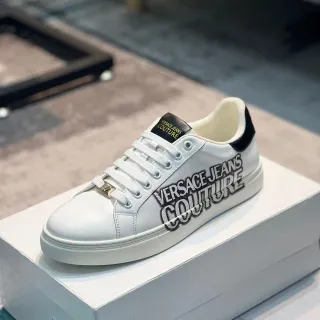 Versace Jeans Couture सफेद चमड़े लोगो प्रिंट लाइफस्टाइल स्नीकर्स