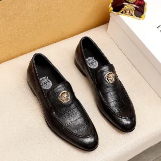 Versace Medusa Loafer 黑色鳄鱼压花皮乐福鞋