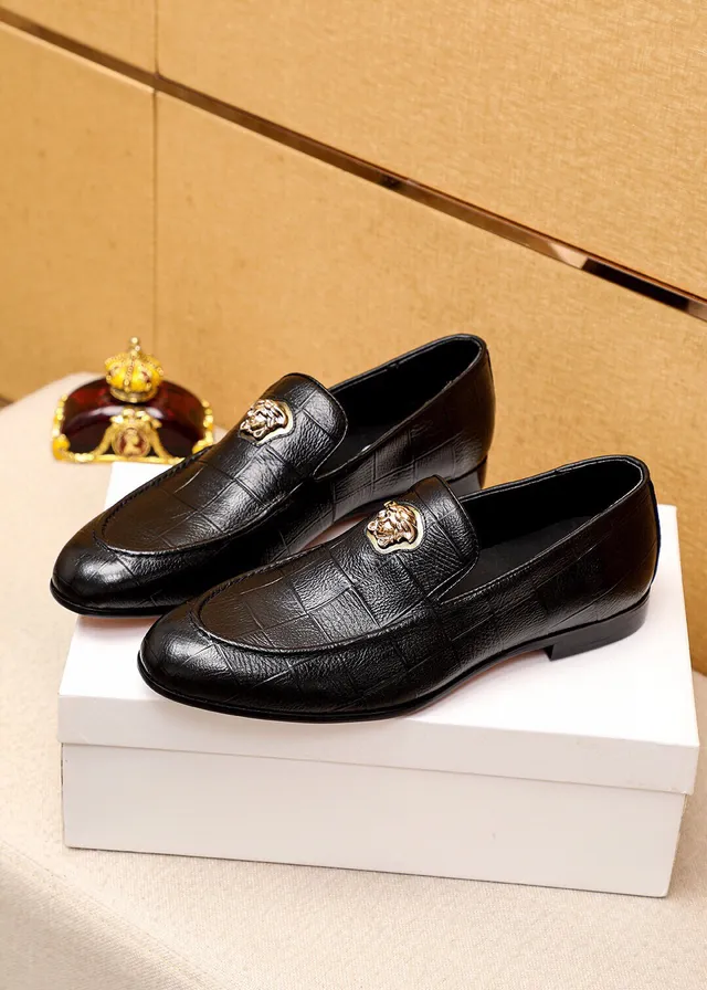 Versace Medusa Loafer 黑色鳄鱼压花皮乐福鞋 8