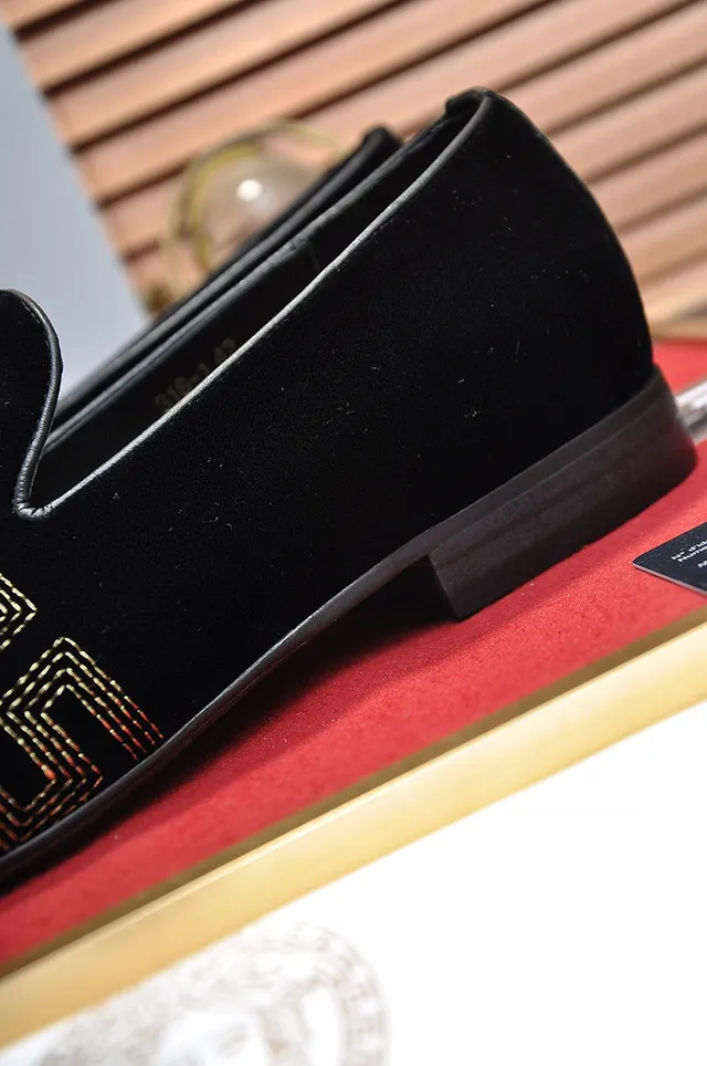 Versace Odissea Black Velvet Embroidered Greca Loafers 2