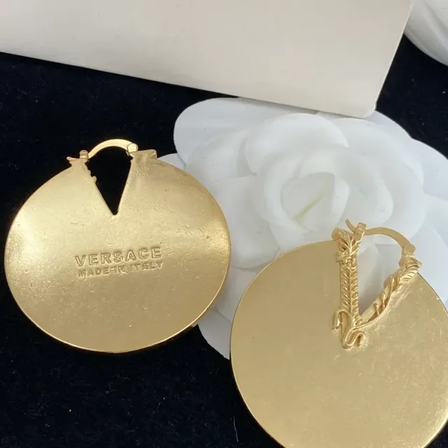 Versace Odissea Boucles d'Oreilles Grandes Disques Or Finition Mate 2