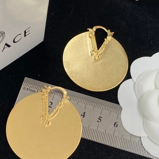 Versace Odissea Boucles d'Oreilles Grandes Disques Or Finition Mate 4