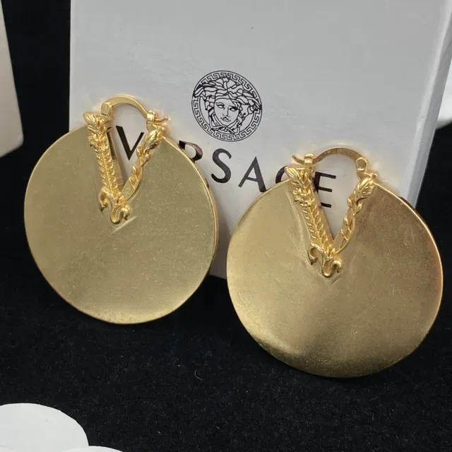 Versace Odissea Boucles d'Oreilles Grandes Disques Or Finition Mate 6