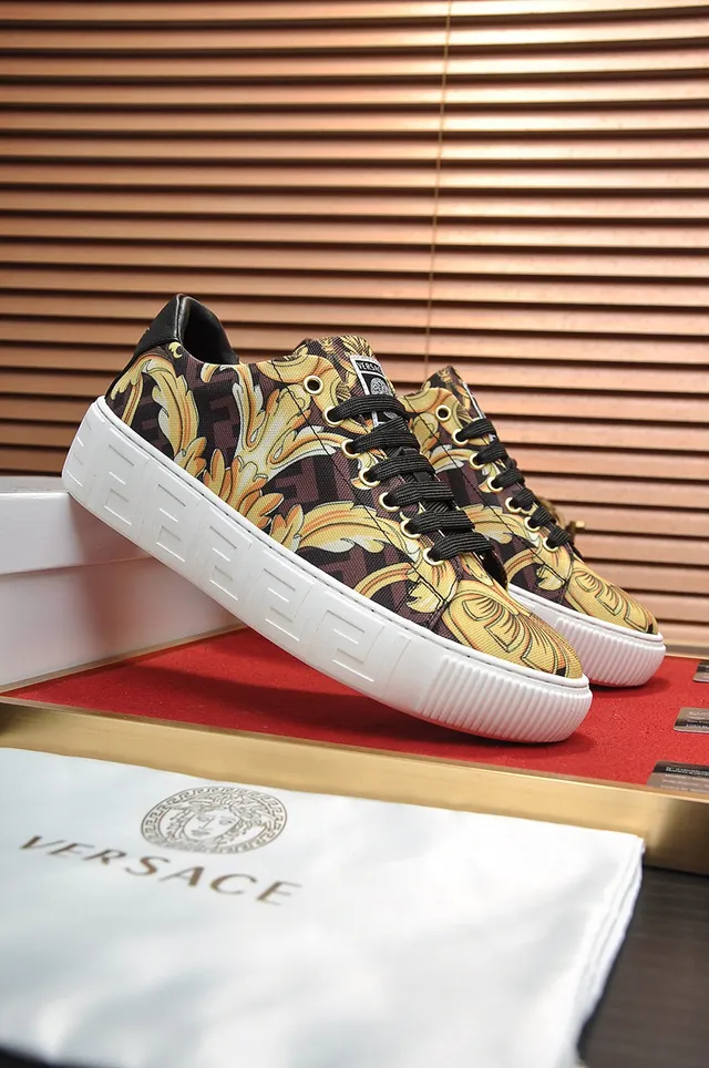 Versace Odissea Multicolor White Baroque-Print Canvas Upper Platform Sole Lifestyle Sneakers 2