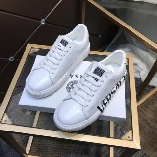 Versace Odissea 白黑皮革 侧面大胆Logo 生活运动鞋