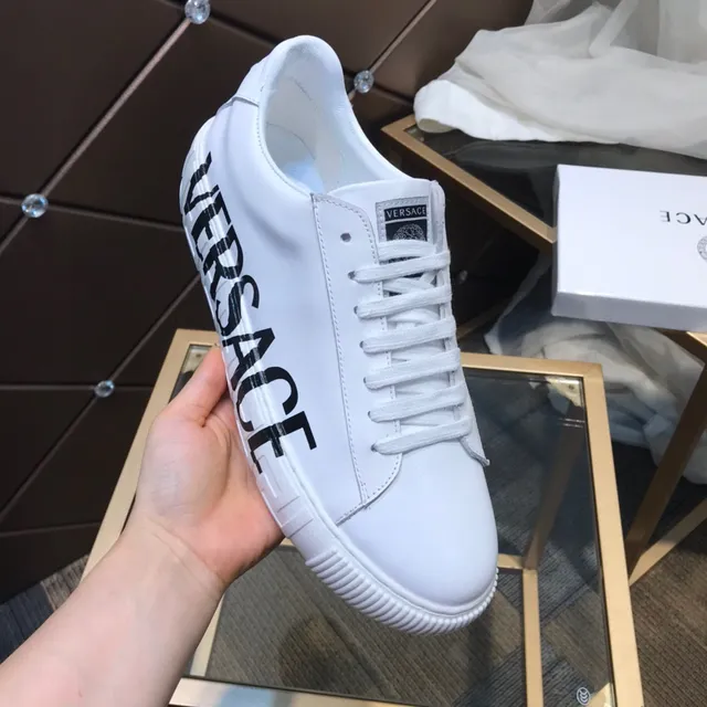 Versace Odissea White Black Leather Bold Side Logo Lifestyle Sneakers 2