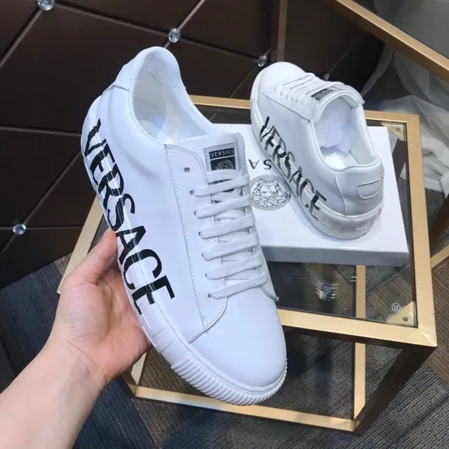 Versace Odissea White Black Leather Bold Side Logo Lifestyle Sneakers 8