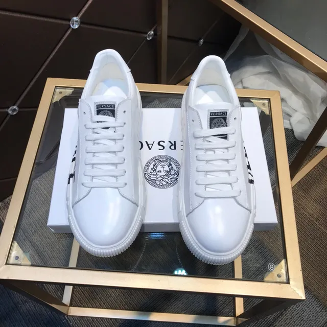 Versace Odissea White Black Leather Bold Side Logo Lifestyle Sneakers 7