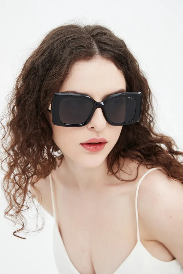 Versace Oversized Square Cream Frame Gradient Brown-Pink Sunglasses 3