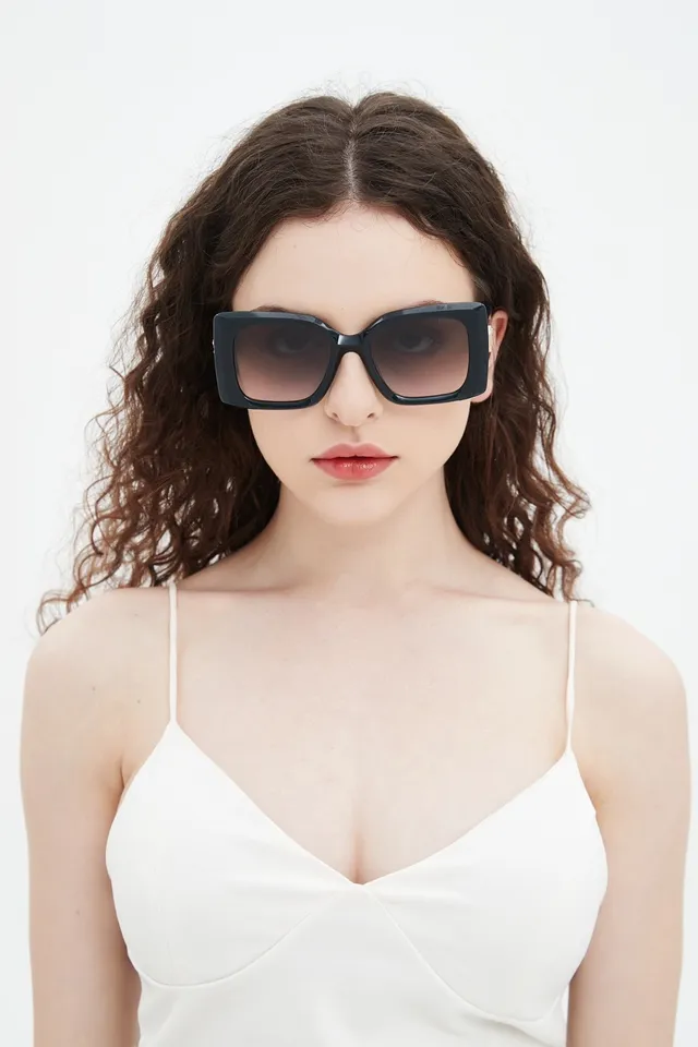 Versace Oversized Square Cream Frame Gradient Brown-Pink Sunglasses 7