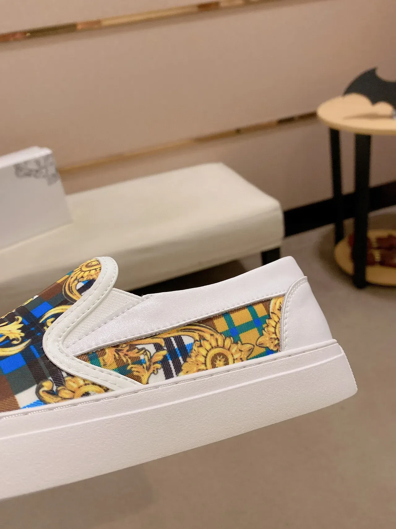 Versace White Multicolor Slip-On Baroque-Print Lifestyle Sneakers 4