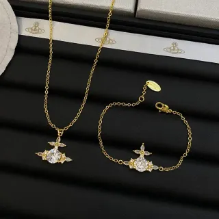 Vivienne Westwood Classic Orb Gold Transparent Chain Pendant Necklace