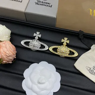 Vivienne Westwood Orb Brooch Crystal-Pavé Silver and Gold Tone Brooches