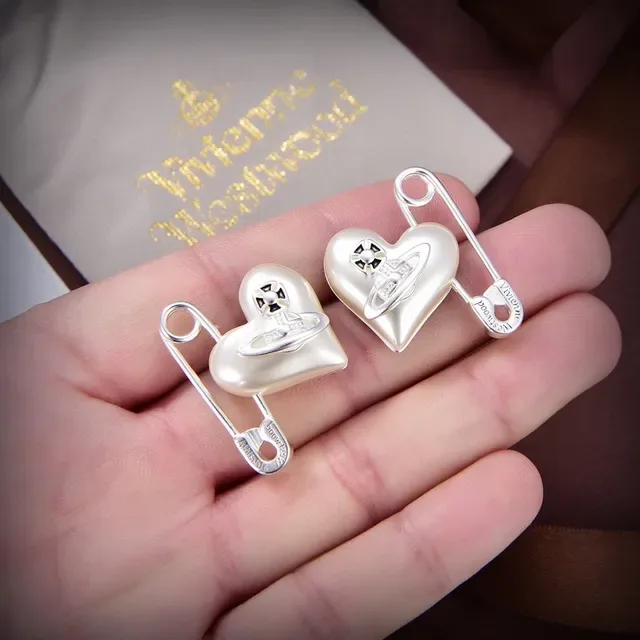 Vivienne Westwood Orb Heart Safety Pin Earrings 2