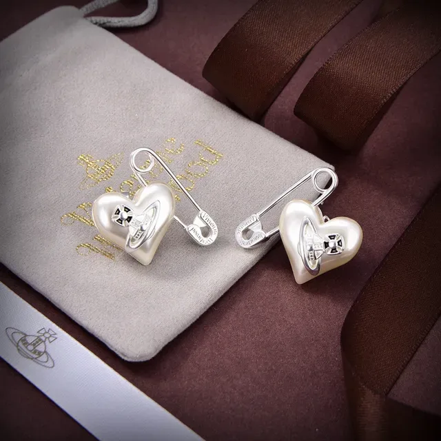 Vivienne Westwood Orb Heart Safety Pin Earrings 3
