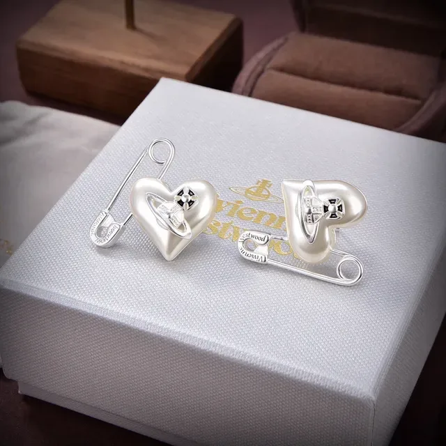 Vivienne Westwood Orb Heart Safety Pin Earrings 4