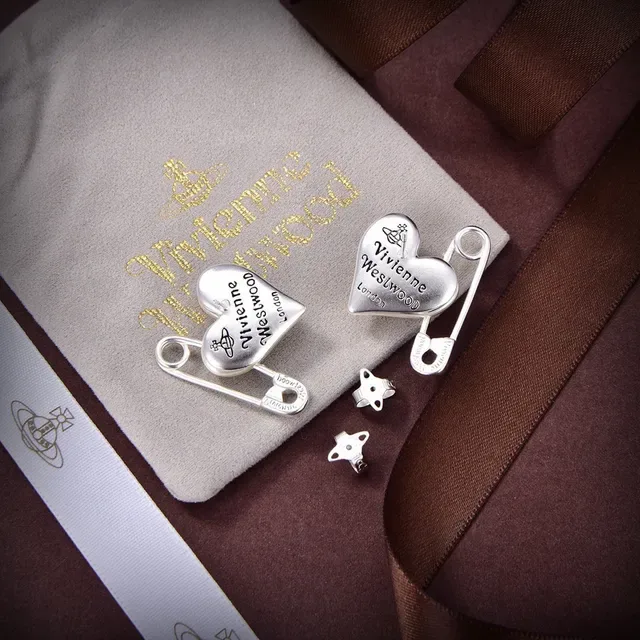 Vivienne Westwood Orb Heart Safety Pin Earrings 5