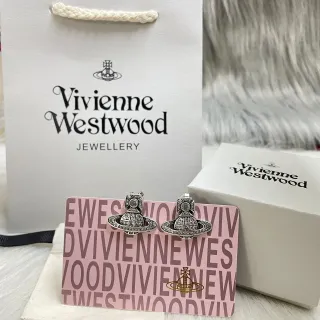 Vivienne Westwood Orb Silver Pink Motif Pavé Crystal Embellishment Earrings