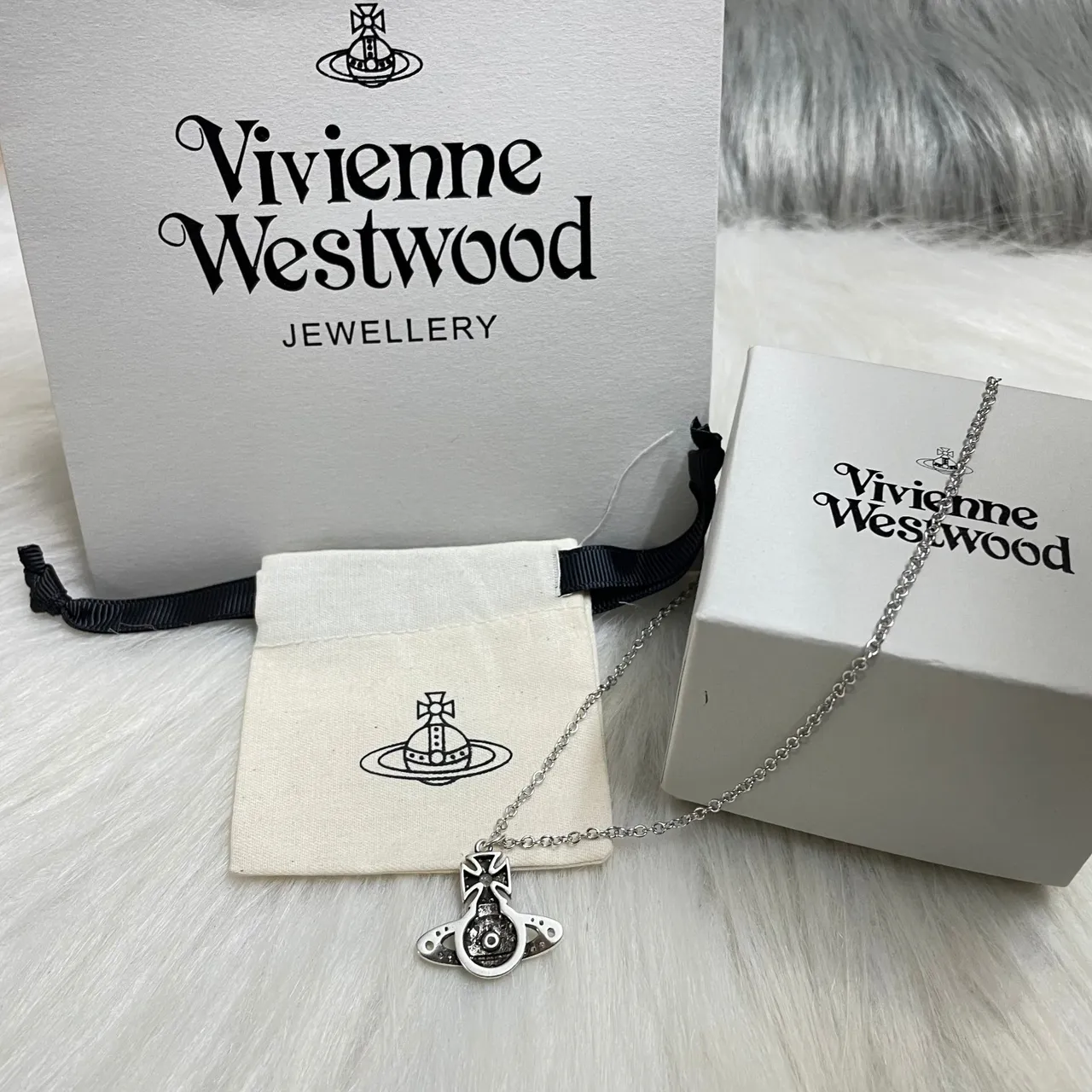 Vivienne Westwood Orb Silver Pink Motif Pavé Crystal Embellishment Earrings 3