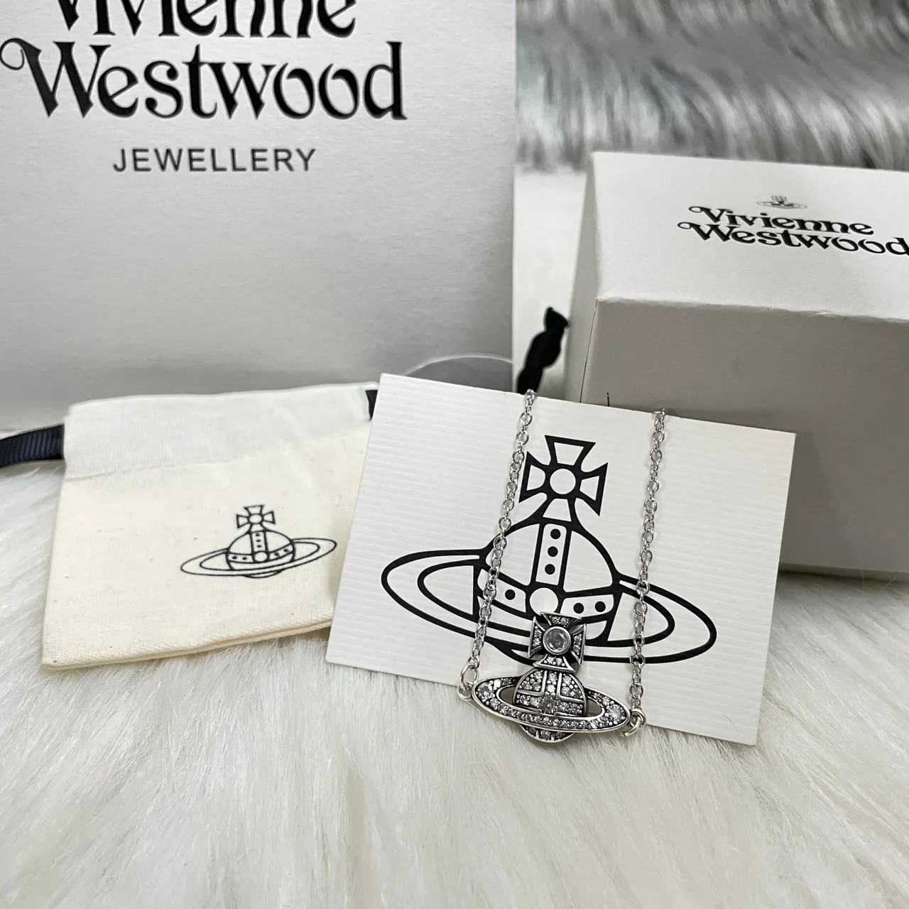 Vivienne Westwood Orb Silver Pink Motif Pavé Crystal Embellishment Earrings 6