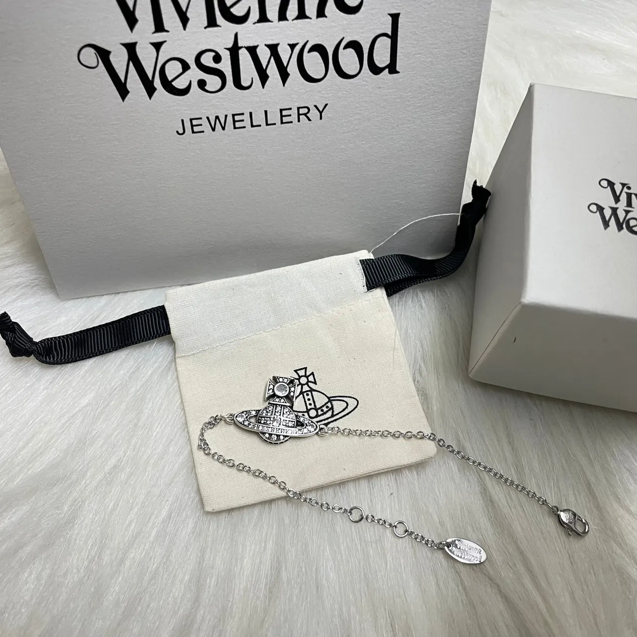 Vivienne Westwood Orb Silver Pink Motif Pavé Crystal Embellishment Earrings 7