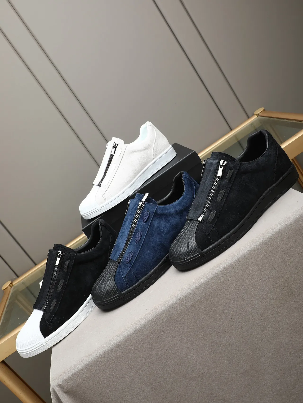 Y-3 Kaiwa Noir Blanc Fermeture à glissière Upper daim Sneakers Lifestyle 2