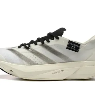 Y-3 Lightstrike Pro Beige Gray Lightweight Mesh Upper Gradient Stripe Overlays Running Shoes