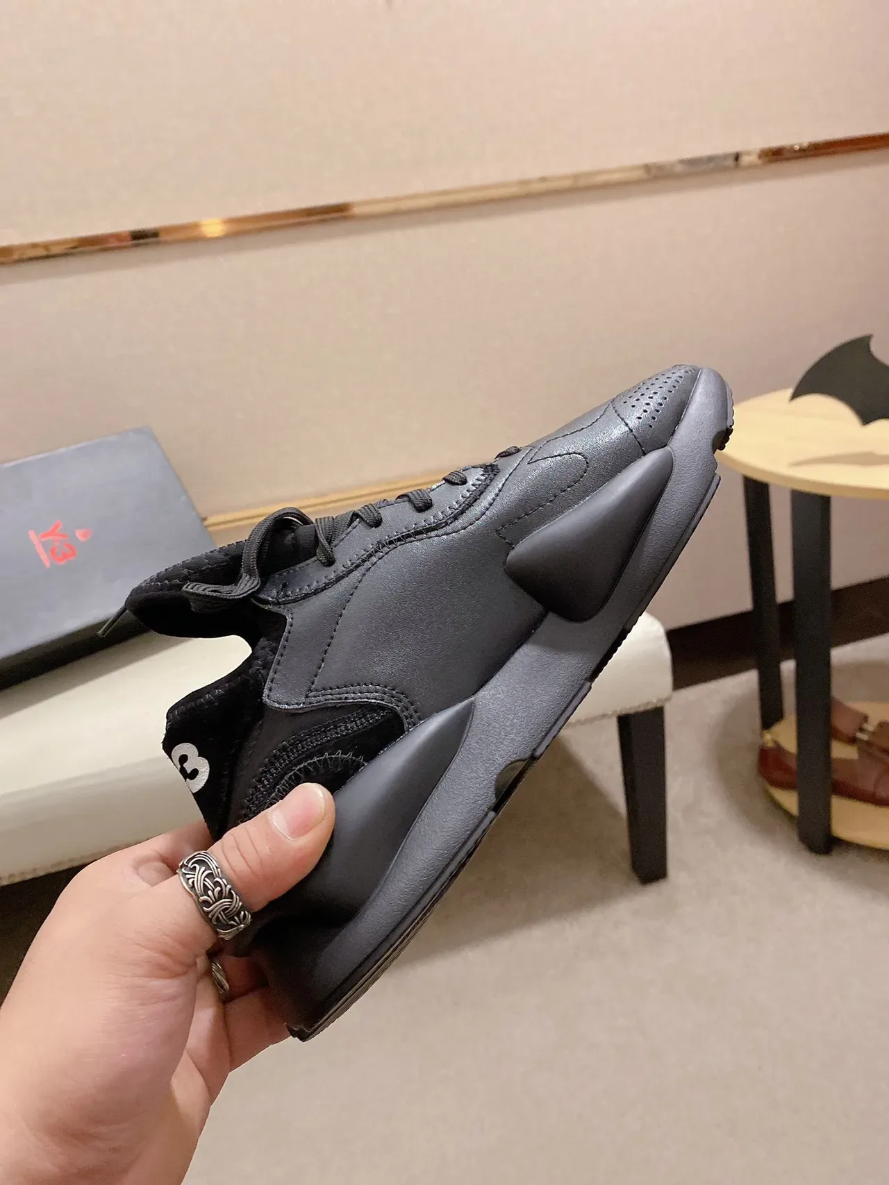 Yohji Yamamoto Y-3 Monochromatic Black Sculpted Lifestyle Sneaker 5